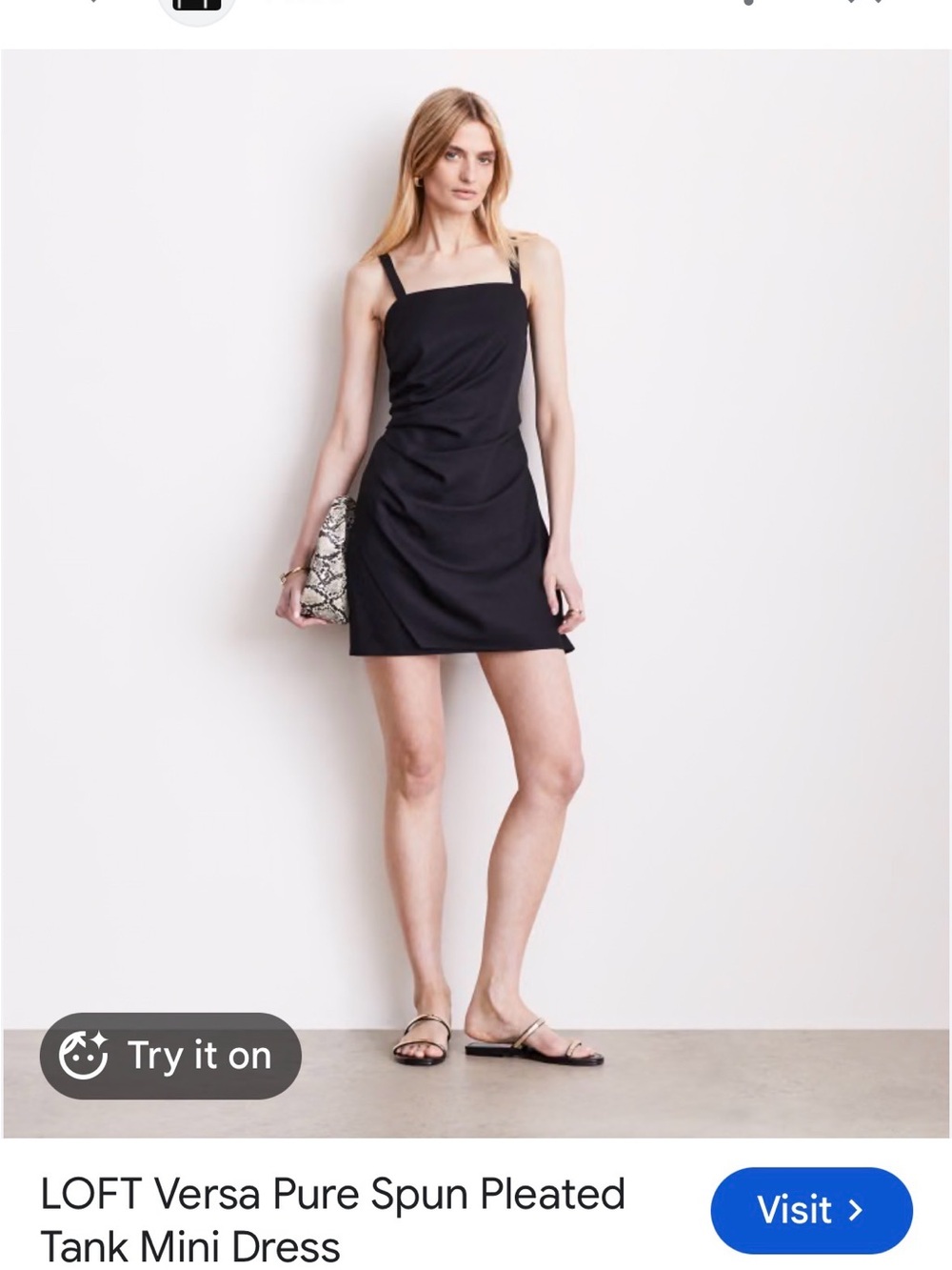 LOFT Versa Black Pleated Tank Mini Dress 16 NWT